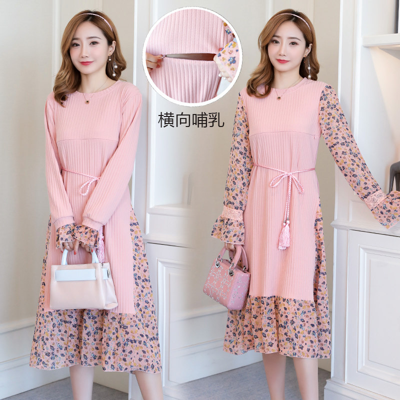 秋季长裙月子服外出外穿长袖连衣裙 波仕燕哺乳衣/月子服