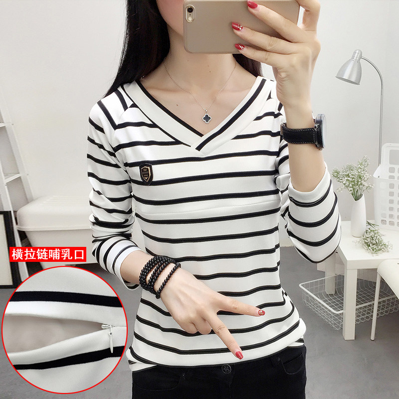 夏季外穿长袖辣妈月子服t恤打底衫 波仕燕家居服上装