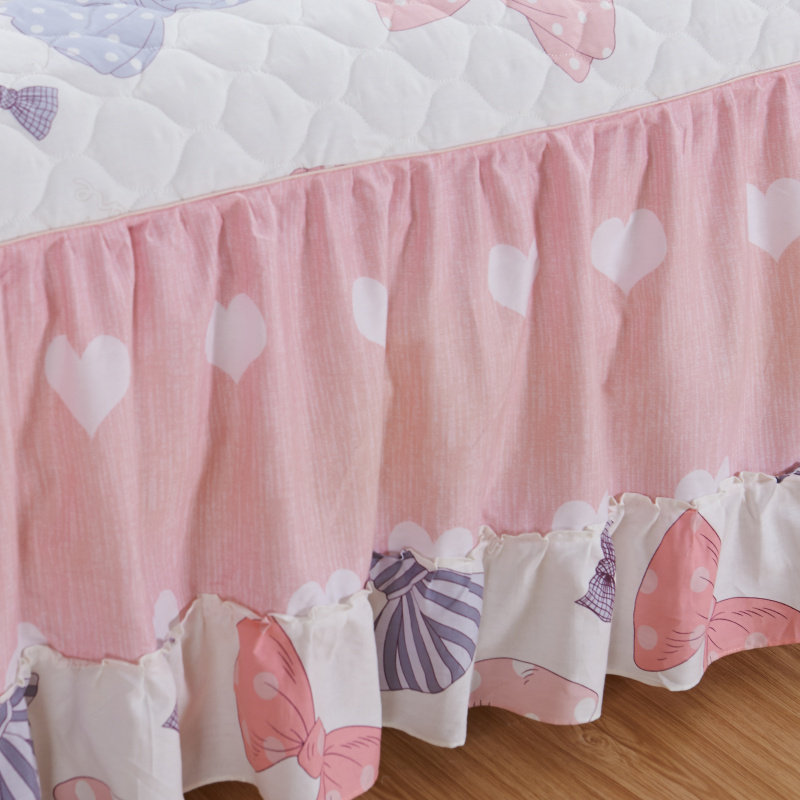 韩版加厚纯棉床裙三件套全棉清仓夹棉床罩单件保护套荷叶花边双人,淘宝优惠券,粉丝福利购,淘宝优惠卷