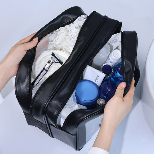 Men's travel amenity bag, portable dry and wet separation