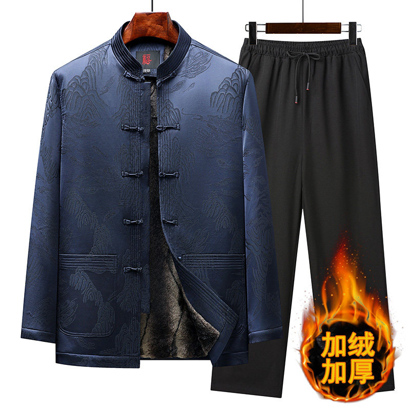 唐装男中老年冬季外套爸爸装中国风老人生日过寿爷爷加绒加厚棉衣,淘宝优惠券,粉丝福利购,淘宝优惠卷