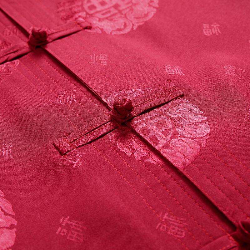 唐装中老年爸爸装夏装男士短袖上衣 九鹿龙民族服装