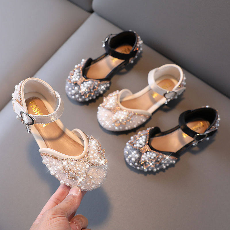 女童公主鞋2025夏季宝宝洋气凉鞋儿童蝴蝶结珍珠鞋小女孩水晶鞋潮,淘宝优惠券,粉丝福利购,淘宝优惠卷