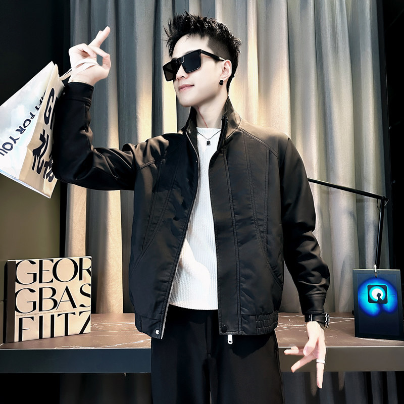 痞帅皮衣男士今年流行立领夹克2025新款爆款秋冬装高级感加厚外套,淘宝优惠券,粉丝福利购,淘宝优惠卷