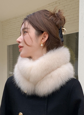 男女通用狐狸毛双层大围脖