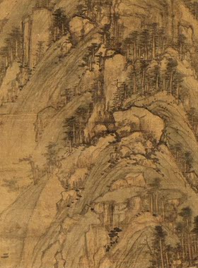 元 黄公望 天池石壁图国画名家字宣纸画心芯装饰高清微喷打印复制