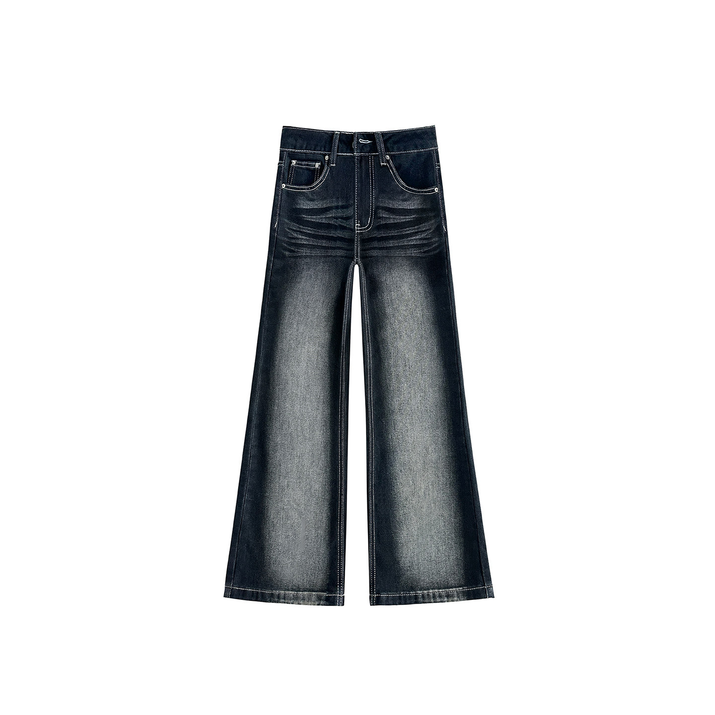 美式蓝黑色复古微喇牛仔裤女冬季加绒加厚胖mm高腰弹力显瘦喇叭裤,淘宝优惠券,粉丝福利购,淘宝优惠卷