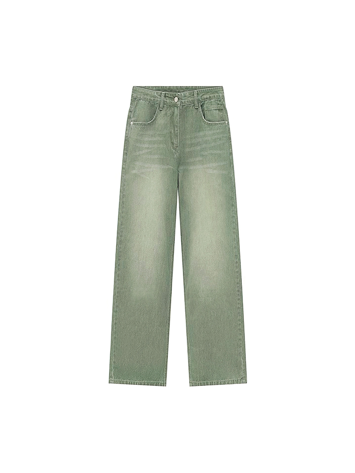 复古绿色牛仔裤女秋冬新款胖妹妹mm高腰显瘦阔腿长裤梨型身材裤子,淘宝优惠券,粉丝福利购,淘宝优惠卷