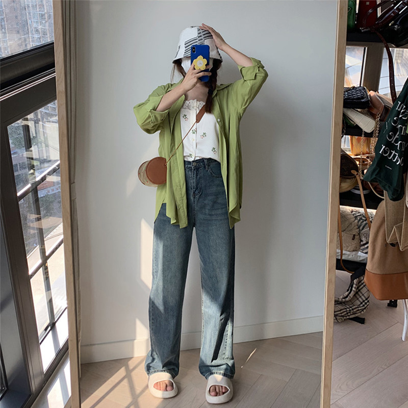 复古蓝直筒牛仔裤女秋冬大码胖妹妹mm高腰宽松显瘦梨型身材阔腿裤,淘宝优惠券,粉丝福利购,淘宝优惠卷