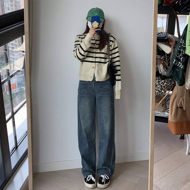 复古蓝直筒牛仔裤女秋冬大码胖妹妹mm高腰宽松显瘦梨型身材阔腿裤,淘宝优惠券,粉丝福利购,淘宝优惠卷