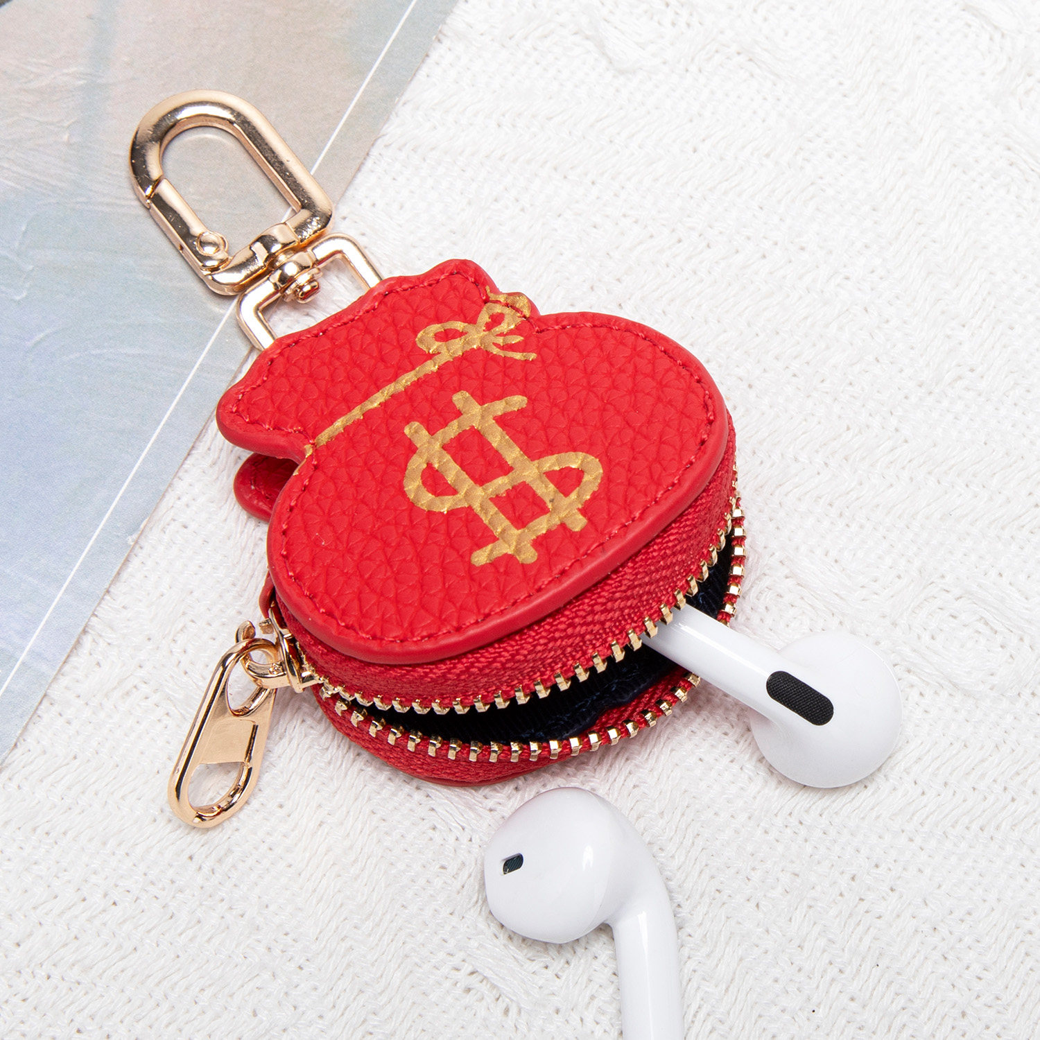 米印迷你招财红色钱袋钥匙扣可爱熊猫图案小巧多功能新款硬币包,淘宝优惠券,粉丝福利购,淘宝优惠卷