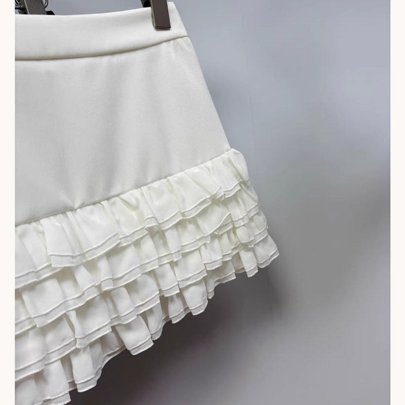 白色木耳边蛋糕半身裙女2026春夏新款设计感显瘦辣妹A字蓬蓬短裙,淘宝优惠券,粉丝福利购,淘宝优惠卷