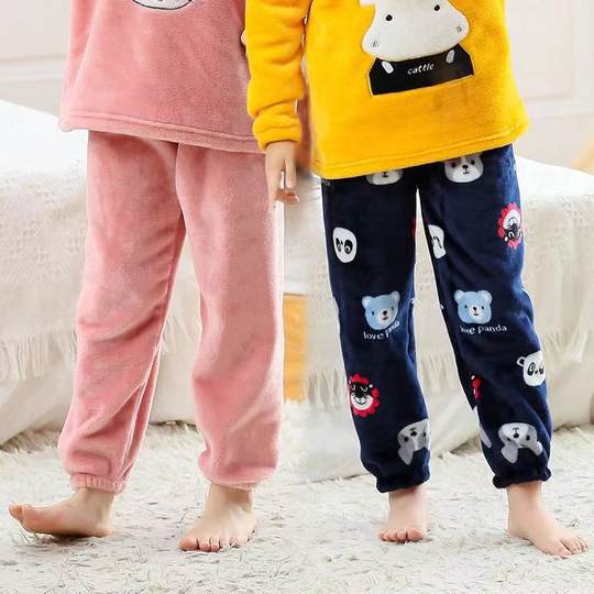 Girls coral velvet home pants