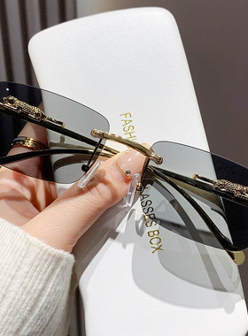 小红书蓝色墨镜超火黑色窄框墨镜