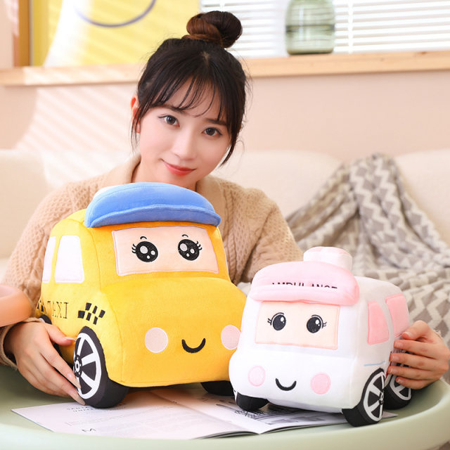 Cartoon Car Doll Sleeping Pillow Plush Toy Ambulance Police Car Fire Truck Doll Rag Doll ເດັກນ້ອຍ