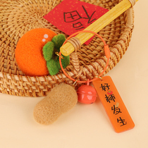 Wool Felt Poke Poke Fun Handmade Diy Material Bag Pendant Good Persimmon With Homemade Fruit Key Button Bestie Gift