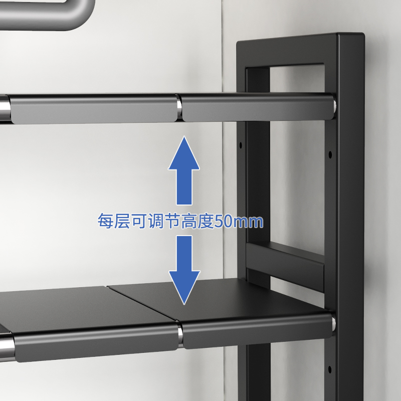 厨房可伸缩下水槽置物架橱柜分层架储物架层架多功能锅架收纳架子-图2