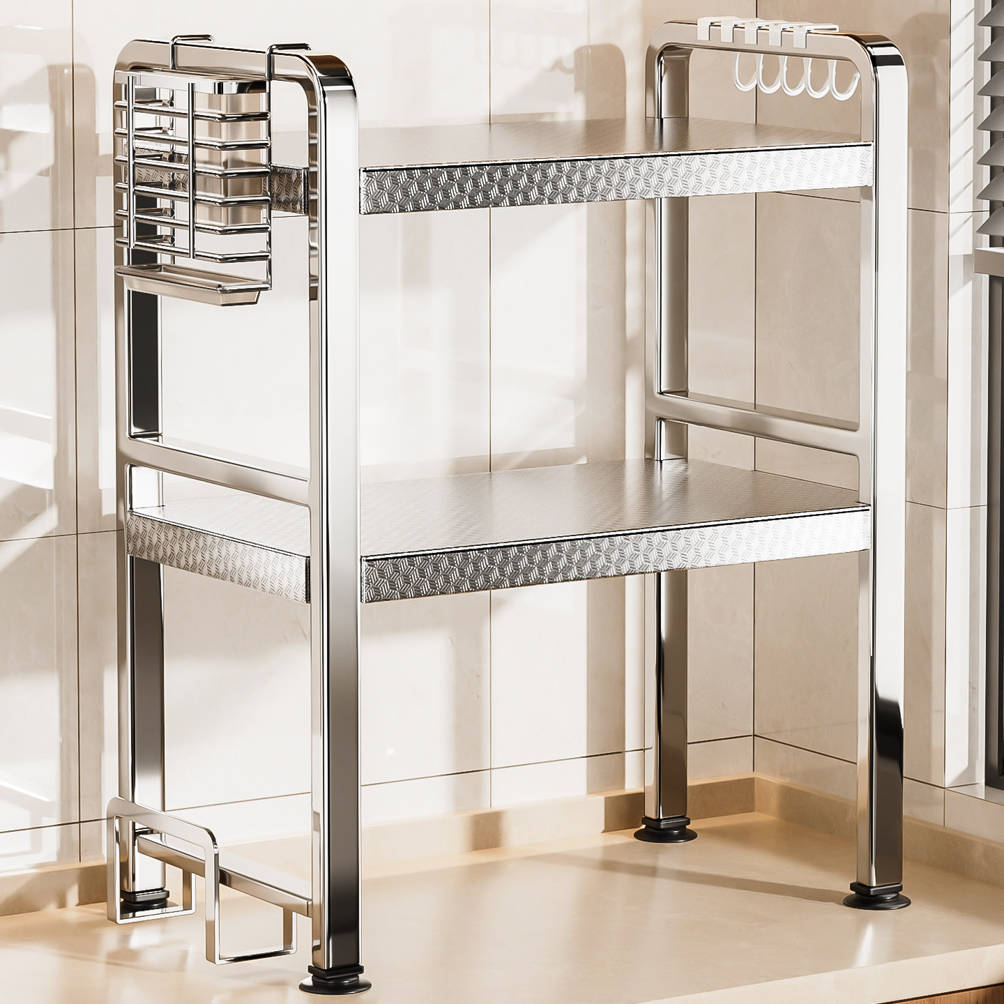 新款不锈钢微波炉置物架厨房多功能烤箱支架家用台面电饭煲收纳架,淘宝优惠券,粉丝福利购,淘宝优惠卷