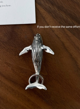 S925纯银赫兹鲸鱼项链吊坠男女新款小众设计个性高档嘻哈毛衣挂件