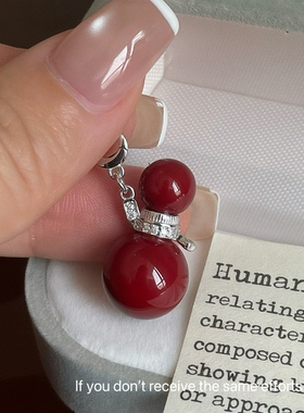 S925纯银红色葫芦镶钻万能扣吊坠项链小众设计ins简约高级感轻奢