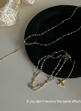 S925纯银意大利车花珠十字链抽拉可调节项链小众高级轻奢时尚