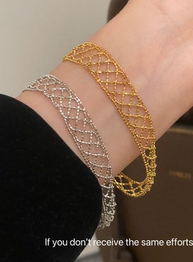 S925纯银意大利进口蕾丝手链中古小众设计简约优雅抽拉链高级感