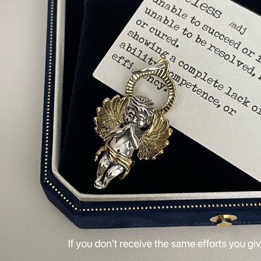 s925纯银爱神丘比特吊坠欧美个性复古轻奢小天使百搭