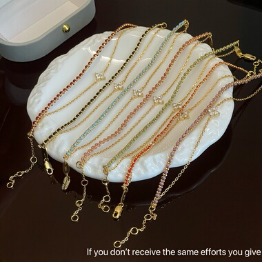 S925纯银四叶草手链女双层叠戴简约百搭手绳时尚轻奢高版本