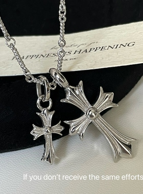 S925纯银克家双十字架项链百搭小众设计高级感毛衣链