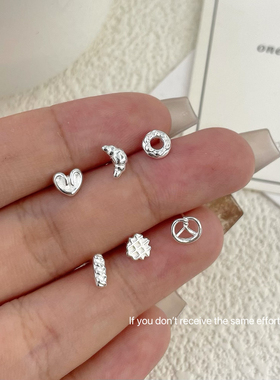 S925纯银面包脑袋碱水结牛角包耳钉ins气质小众设计甜美简约百搭