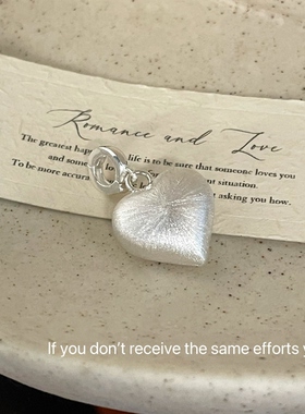 S925纯银磨砂拉丝爱心吊坠女日韩简约气质甜美桃心形锁骨链