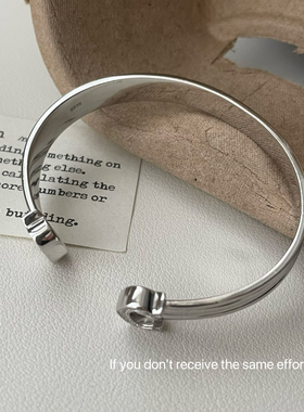 S925纯银镶钻箭头开口手镯女小众设计感高级轻奢气质百搭手环手饰