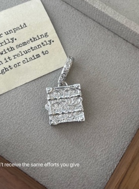 S925纯银电白唐草纹箱包吊坠 个性重工女可打开包包首饰项链坠