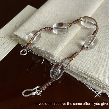 S925纯银白椭圆白水晶编织手串手链小众轻奢手链高级感精致