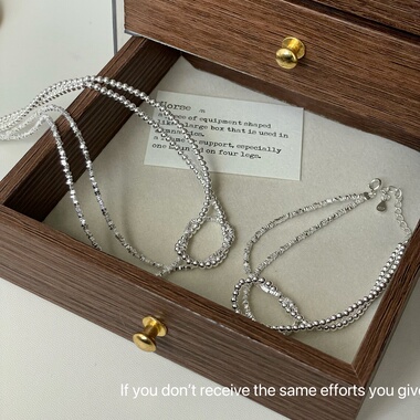 S925银双层极细银珠choker项链手链多用款极简主义风格日常百搭