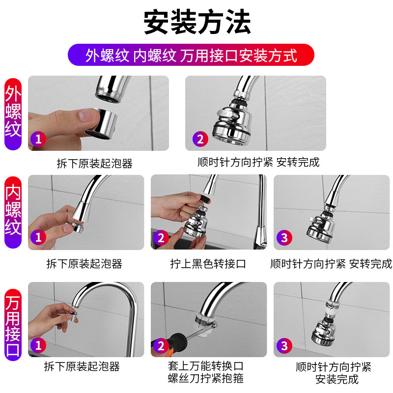 厨房水龙头嘴家用万能自来水花洒 红添夏滤水器/净水器