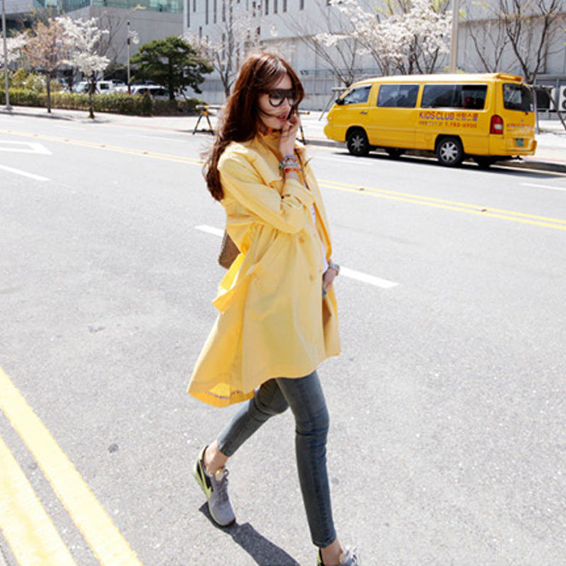 粉色女中长款韩版春装2020新款风衣 珞袈风衣