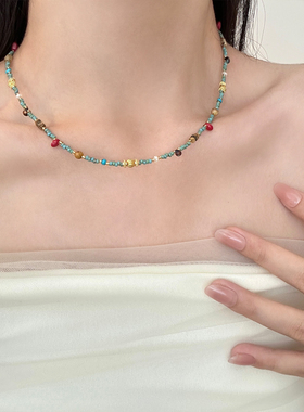 天然石绿松石串珠项链女款