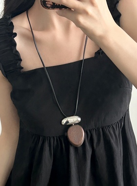 复古民族风简约几何椭圆长款项链