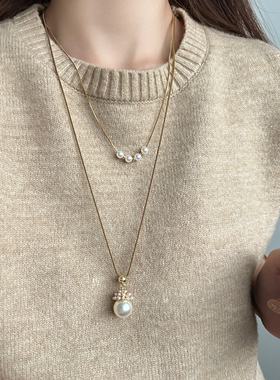 unbeaten珍珠吊坠叠戴项链