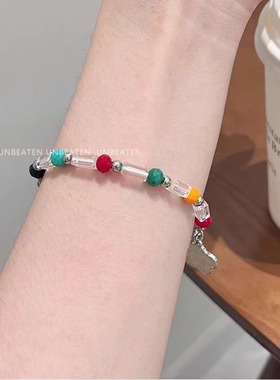 UNBEATEN彩色笑脸花朵串珠手链女