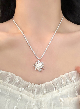 蒲公英烟花珍珠项链女轻奢小众设计高级感锁骨链气质叠戴颈链配饰