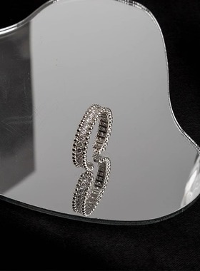 轻奢风微镶圆珠边戒指女开口调节