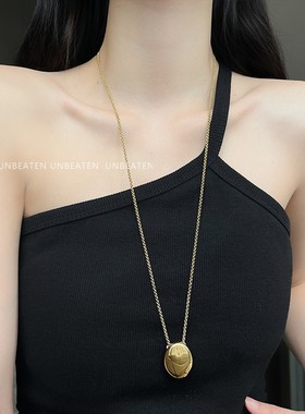 unbeaten高级感椭圆吊坠毛衣链