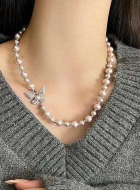 珍珠蝴蝶项链女潮轻奢小众高级感精致百搭锁骨链2025新款颈链配饰