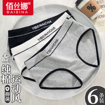 Underwear Womens pure cotton All cotton crotch Bacteriostatic Triangle Pants Headless Waist Black And White Color Sports Shorts Teenage Spring