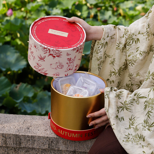 2025新款中秋流心月饼抱抱桶礼盒高档送人包装盒手提礼品盒子空盒 - 图2