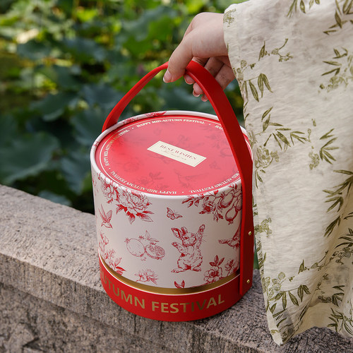 2025新款中秋流心月饼抱抱桶礼盒高档送人包装盒手提礼品盒子空盒 - 图3