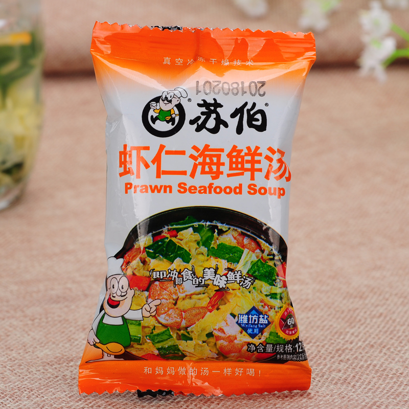 苏伯汤虾仁海鲜汤速溶汤冲泡即食芙蓉汤速食蛋花汤蔬菜鸡蛋汤料包 - 图0