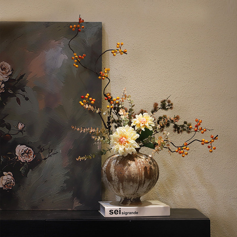 陶瓷复古花瓶新中式宋代美学禅意摆件法式民宿酒店侘寂创意装饰品,淘宝优惠券,粉丝福利购,淘宝优惠卷